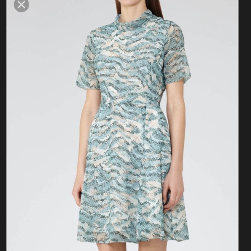 Reiss Blue and Cream Mini Dress - Picture 4 of 4